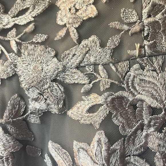 LA FEMME 27870 Long Lace Evening
Dress with Cap Sleeves Gown platinum 12 $578 - Picture 6 of 7